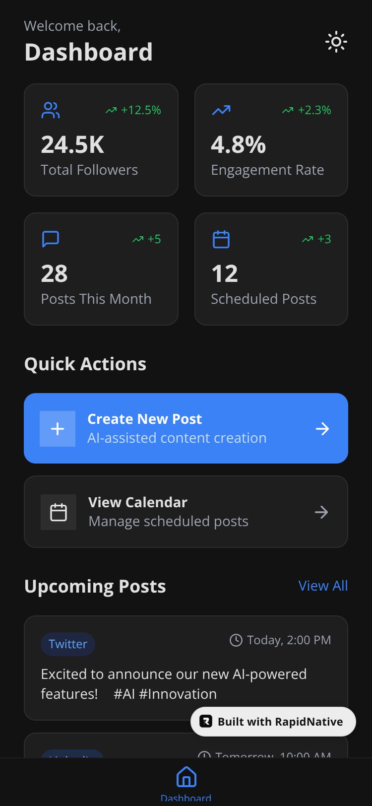SocialPulse AI screen 1