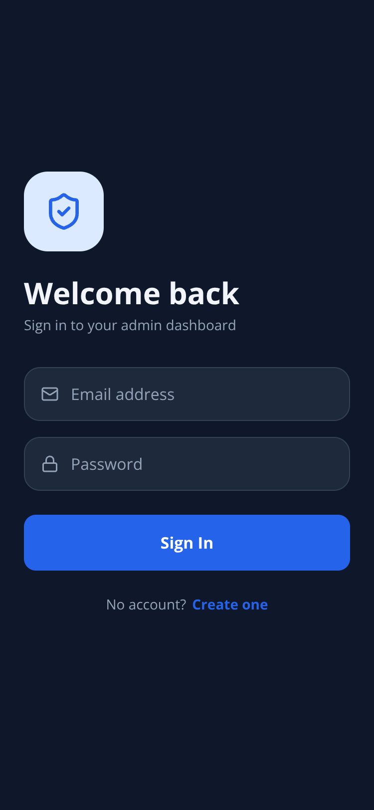 AdminHub screen 1