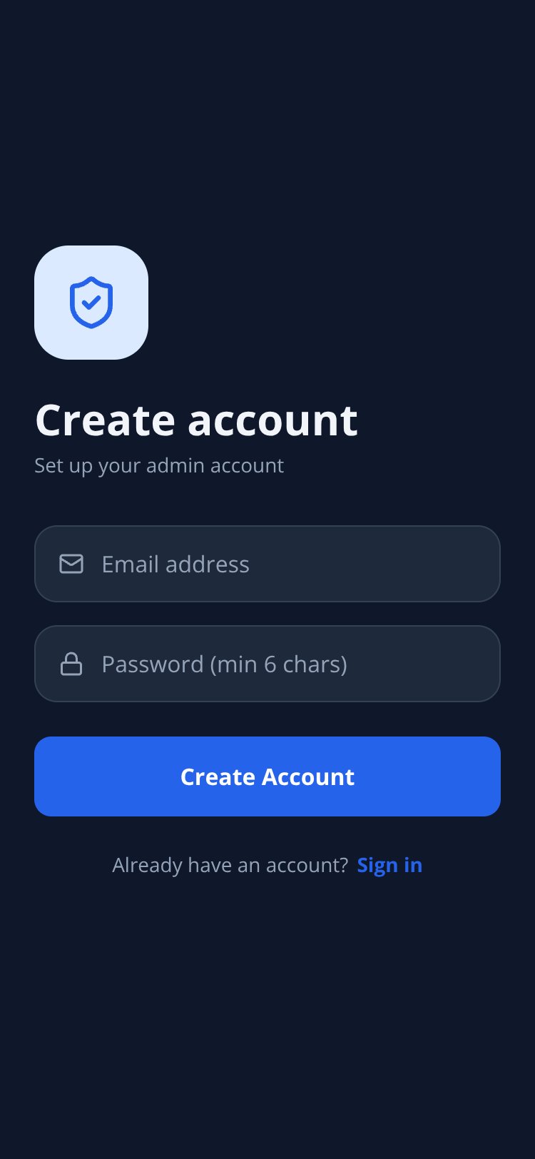 AdminHub screen 2