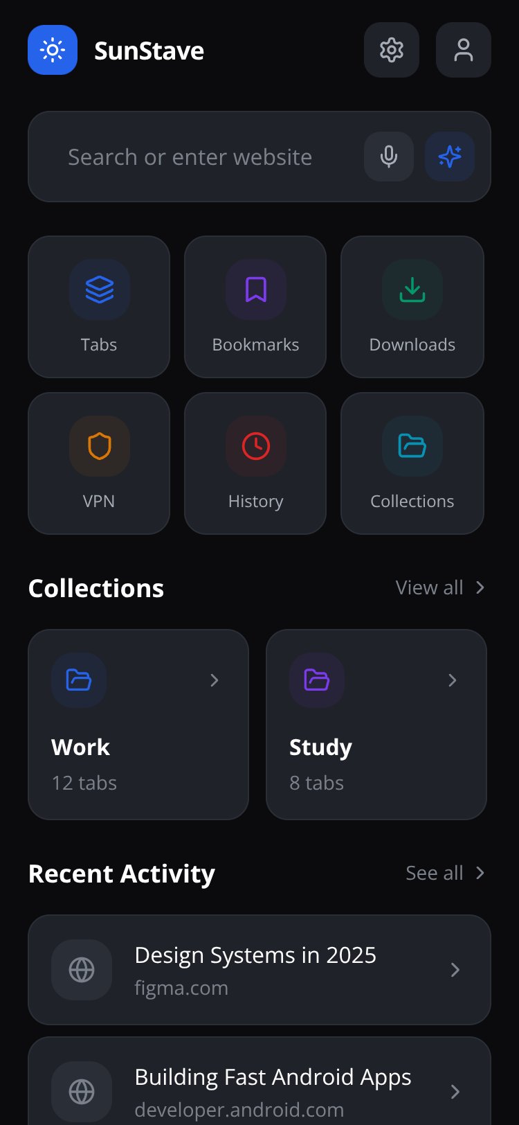 SunStave Browser screen 1