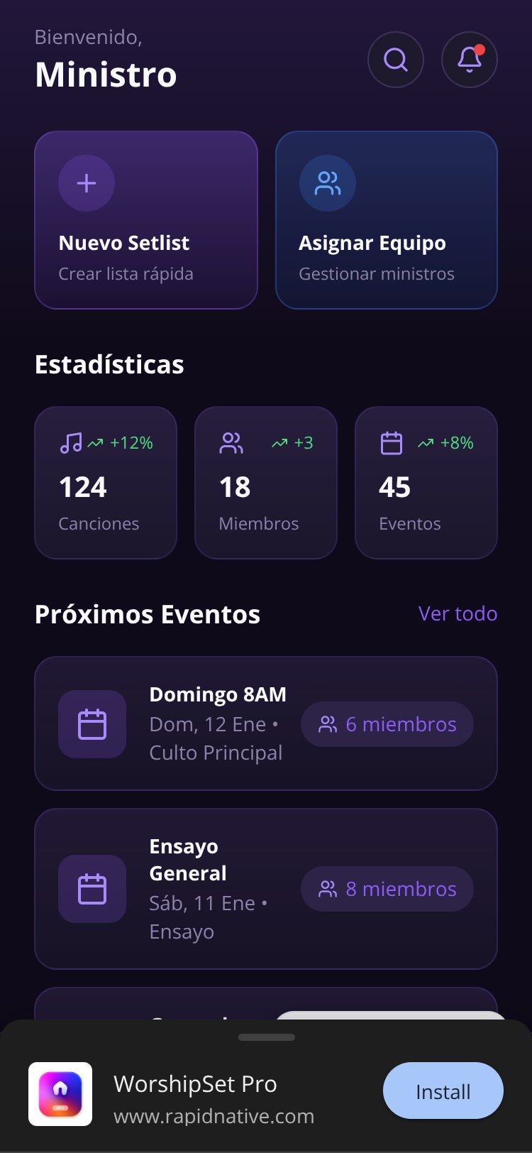 WorshipSet Pro screen 1