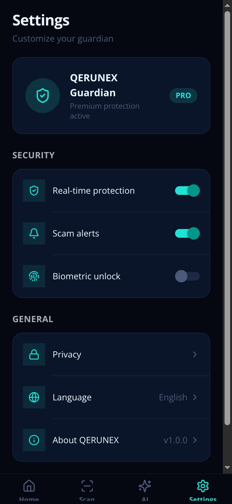 QERUNEX screen 3