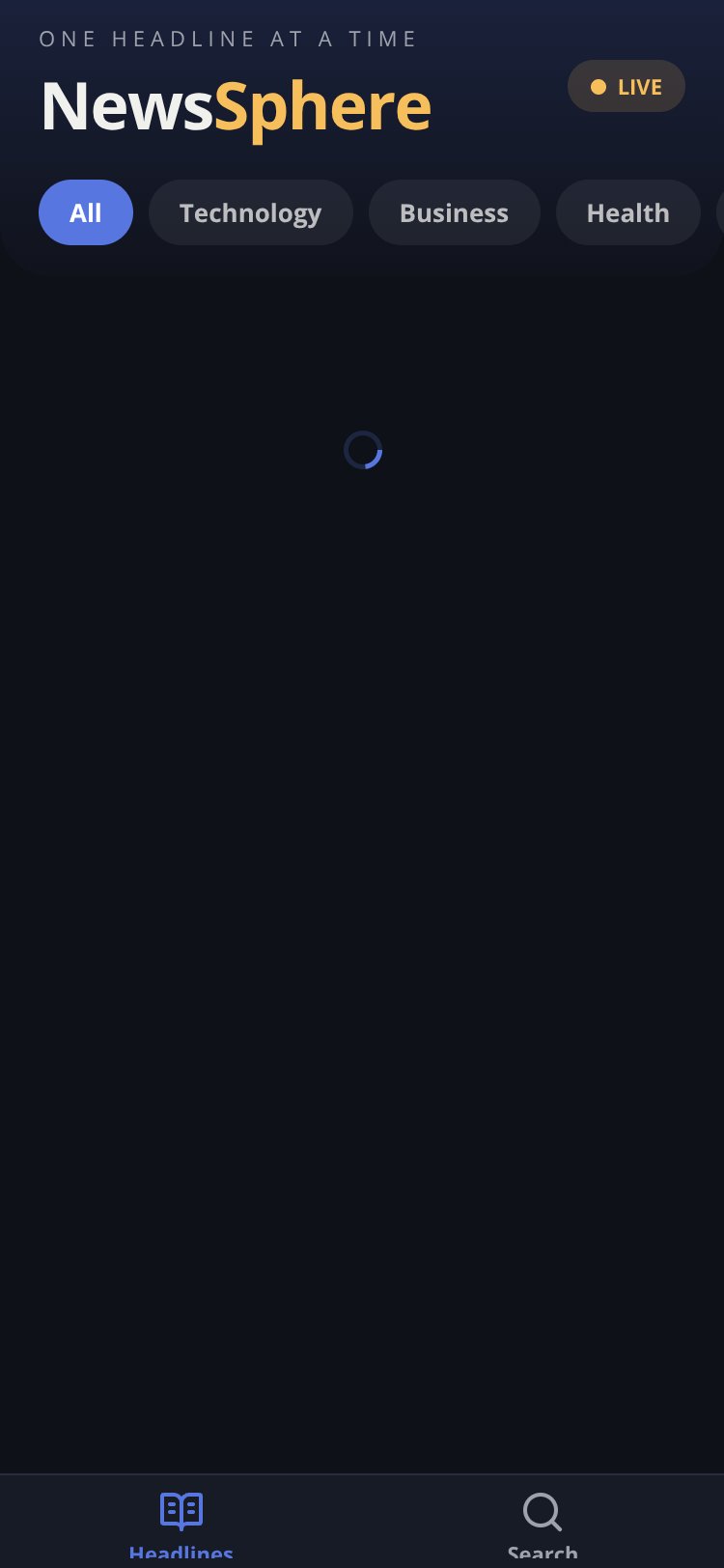 NewsSphere screen 1