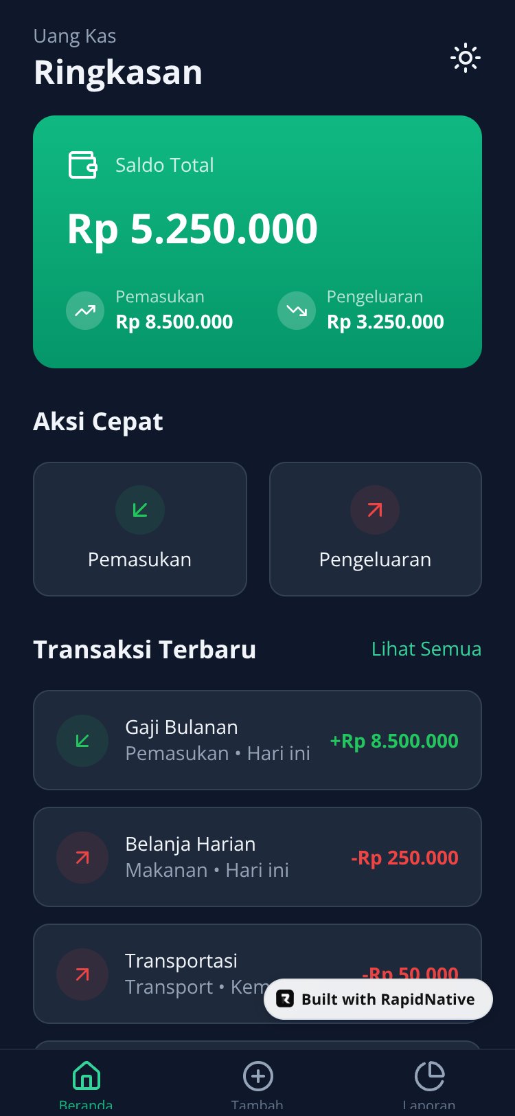 QuickZone screen 1