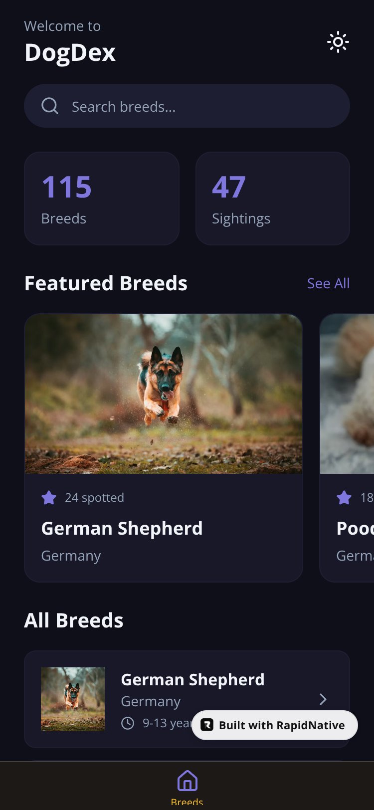 DogDex screen 1