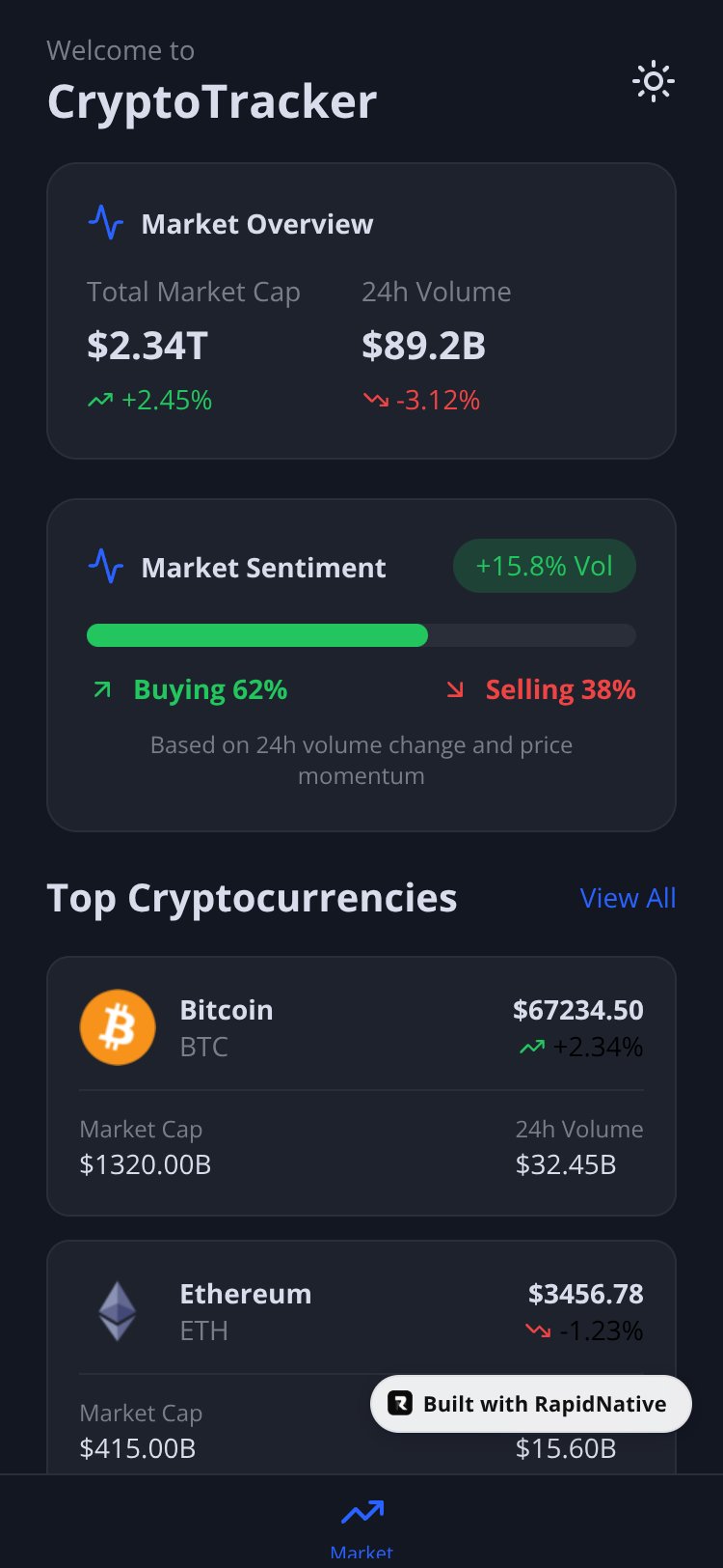 CryptoTracker Pro screen 1
