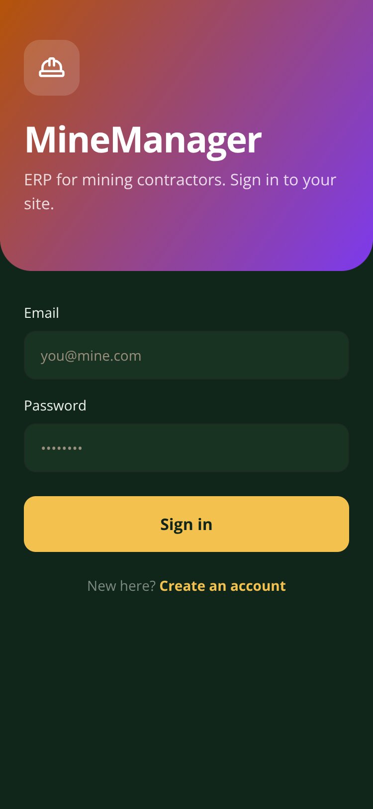 MineManager screen 1