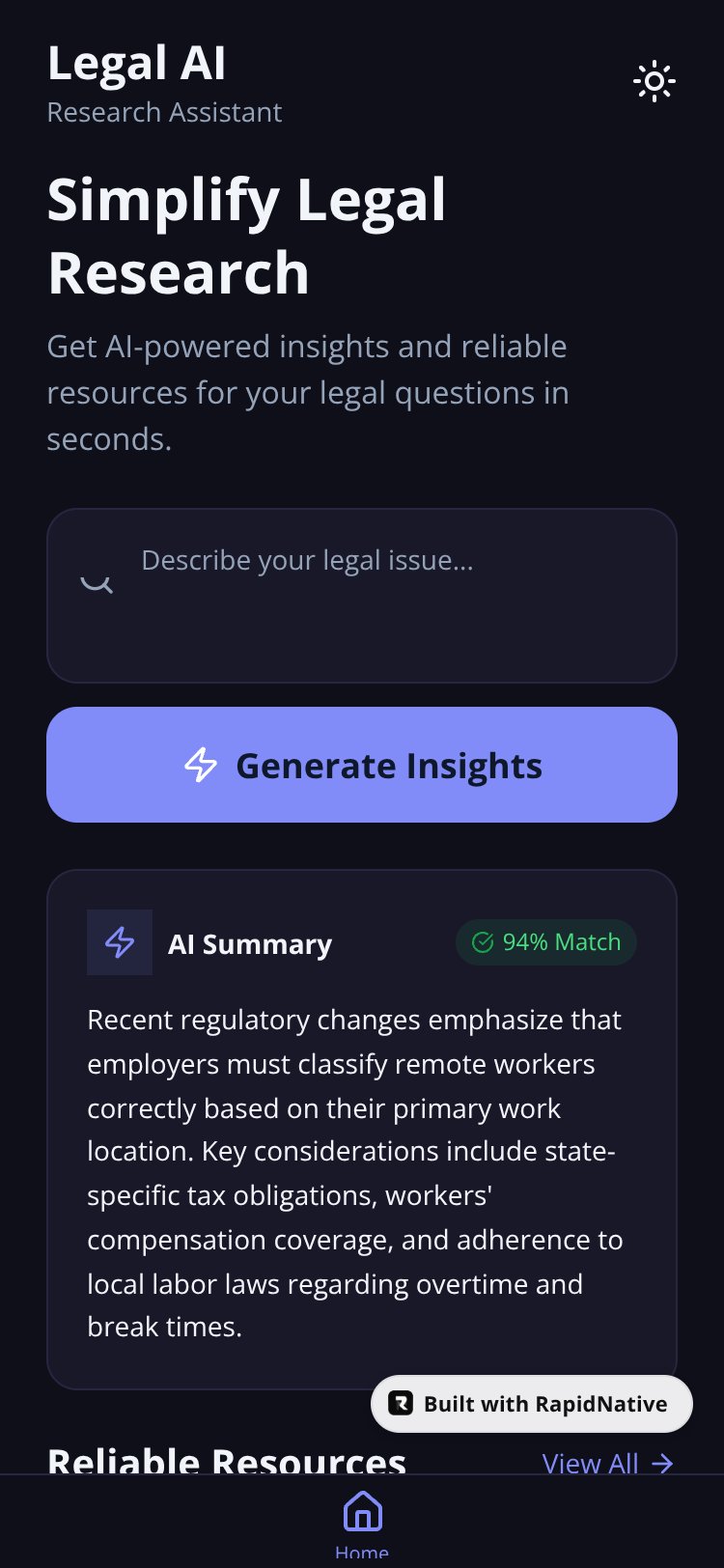 Legal AI screen 1
