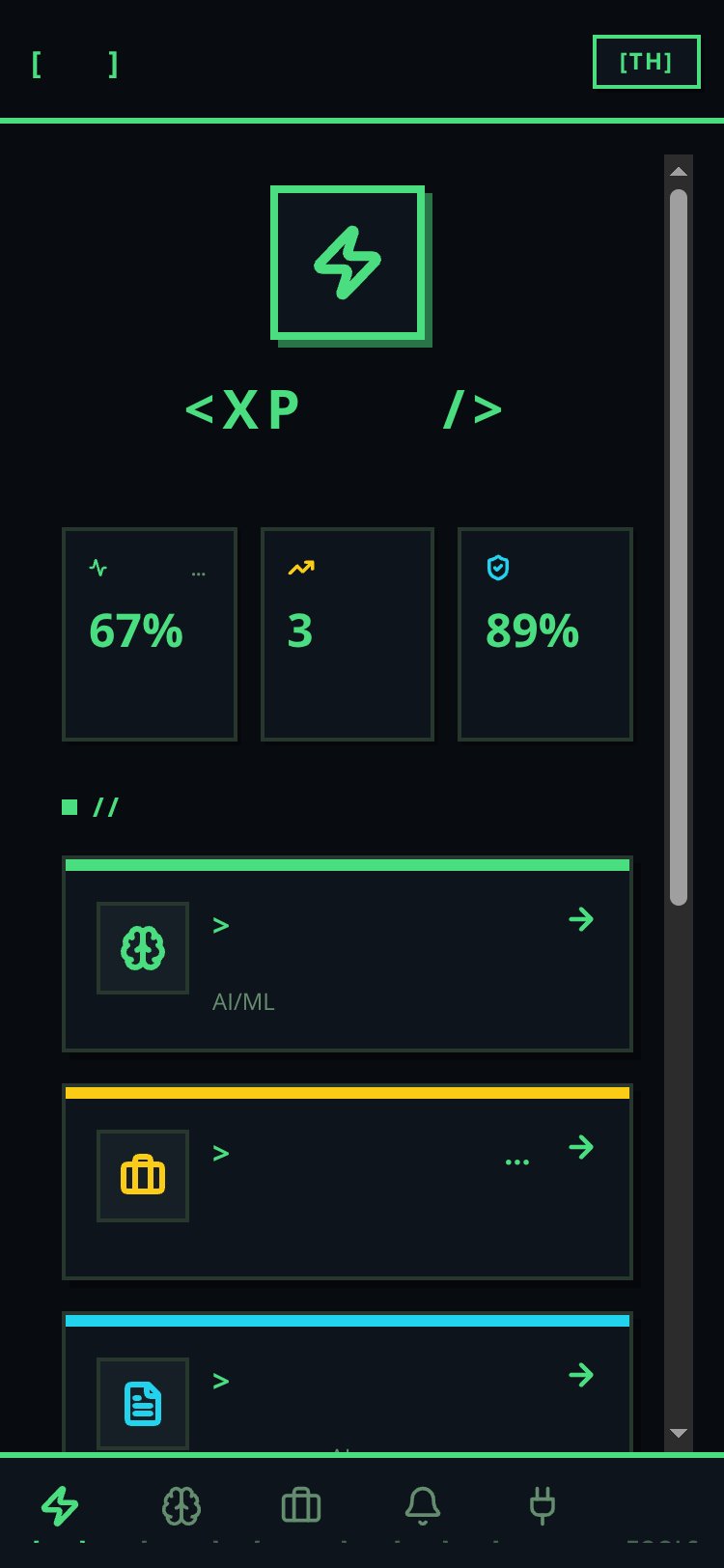 XP Hub screen 1