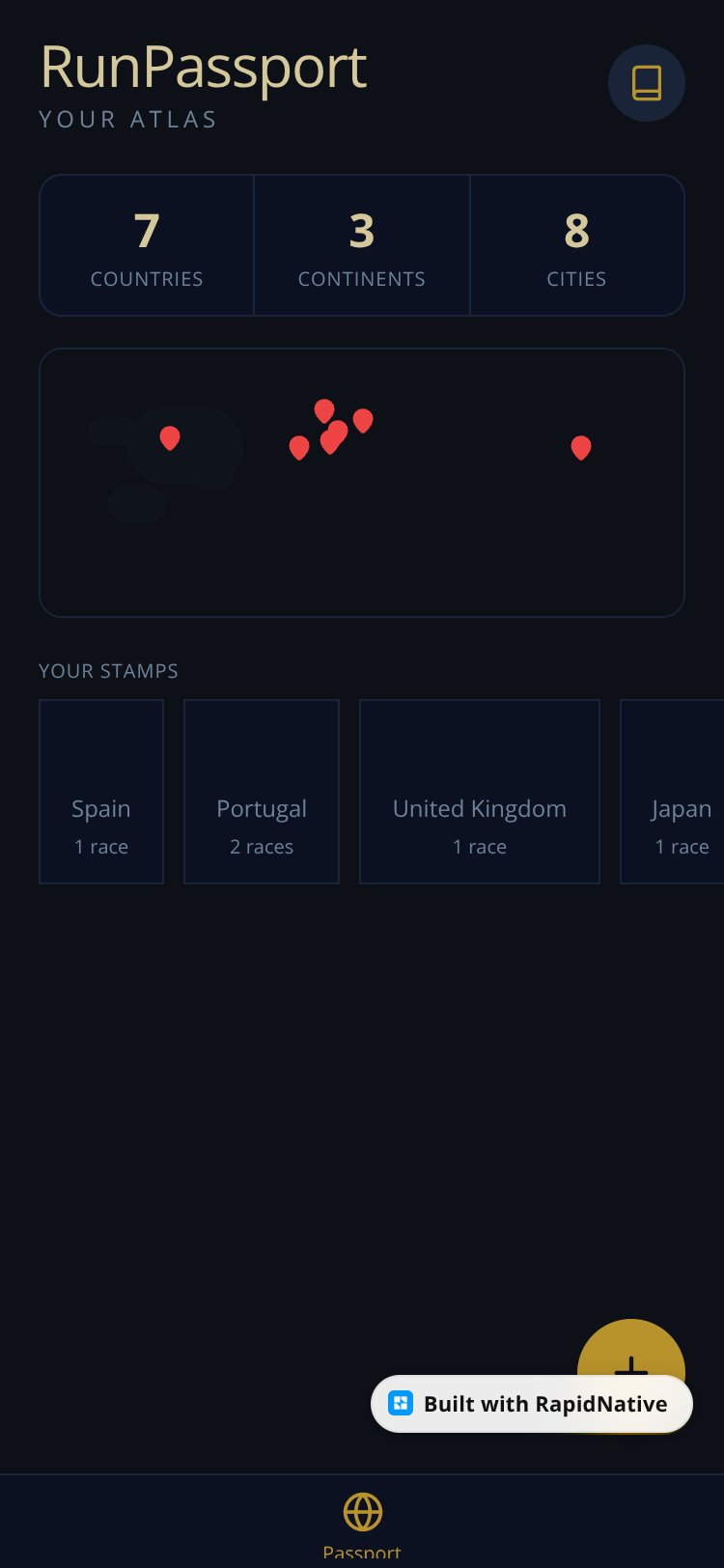 RunPassport screen 1