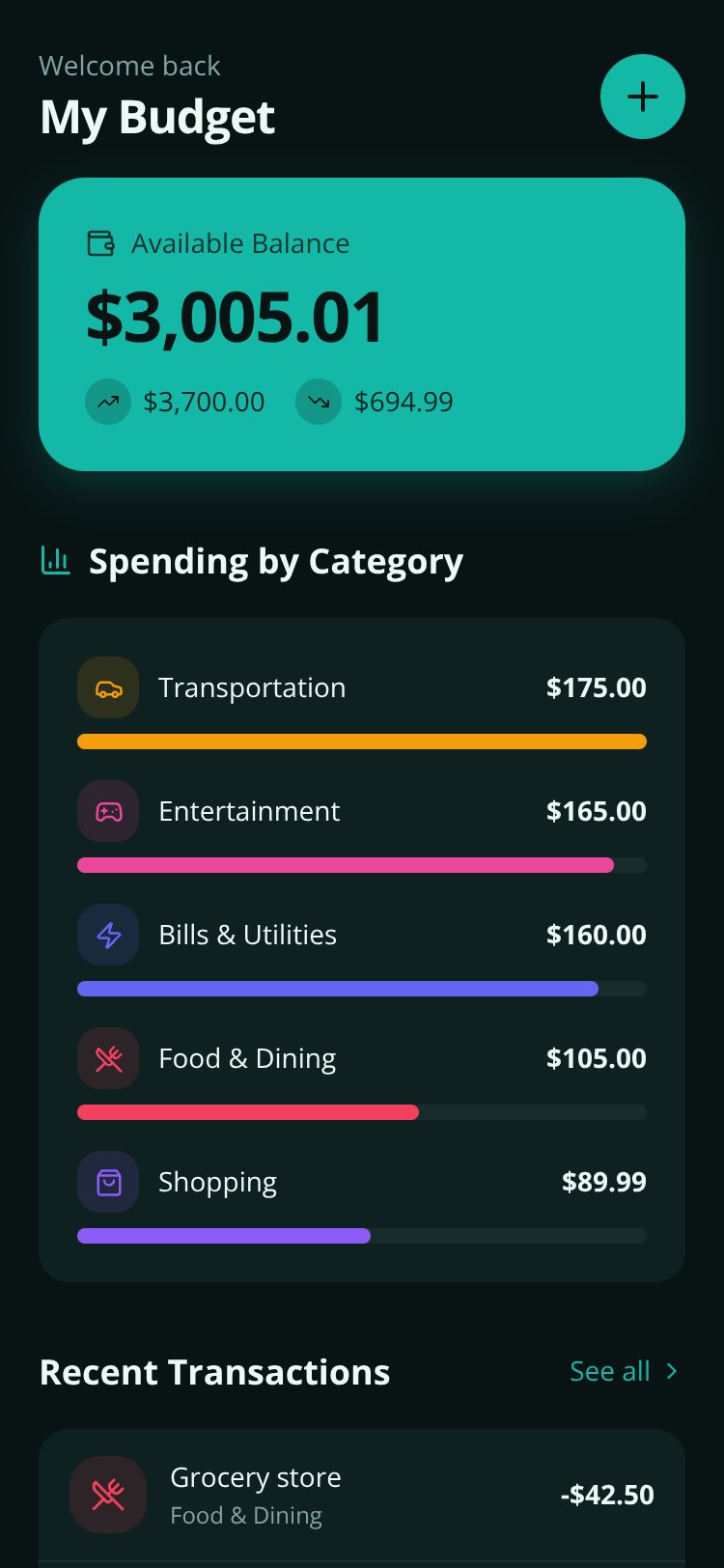 Budget Tracker screen 2