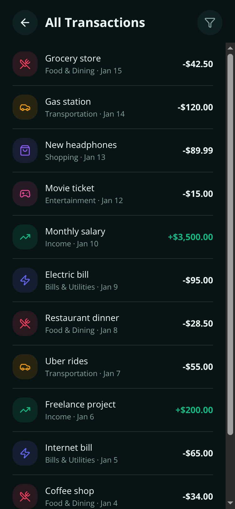 Budget Tracker screen 3