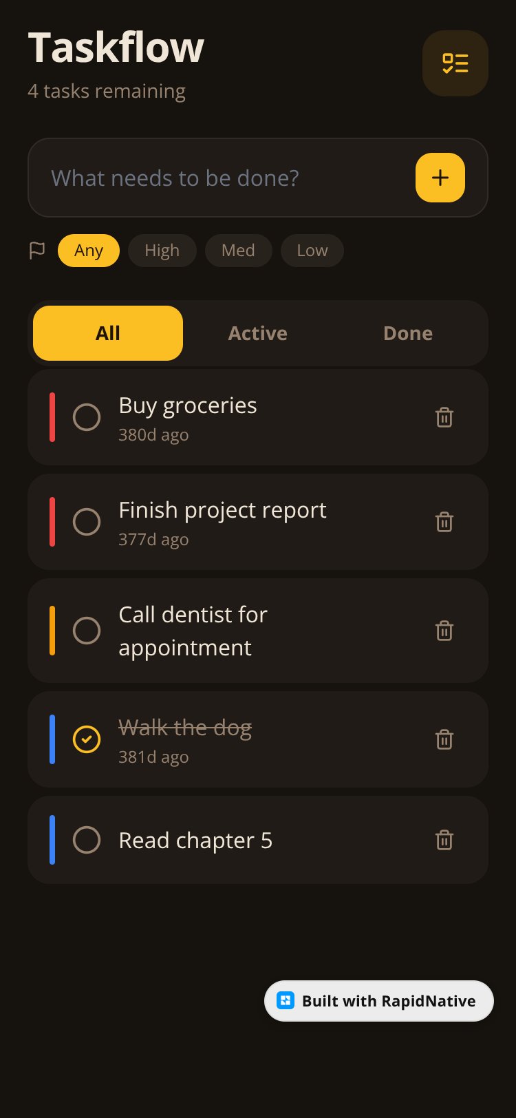 Taskflow screen 1