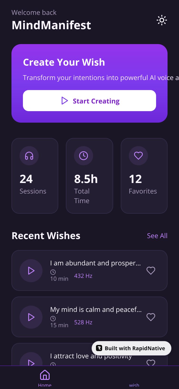 MindManifest AI screen 1