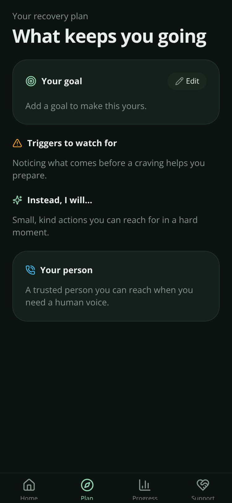 Recovery Companion screen 2