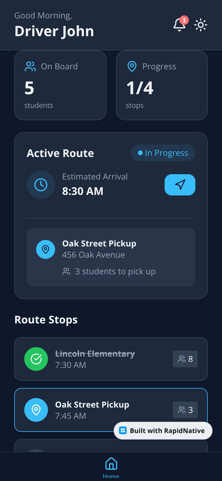 StudentDriver screen 1