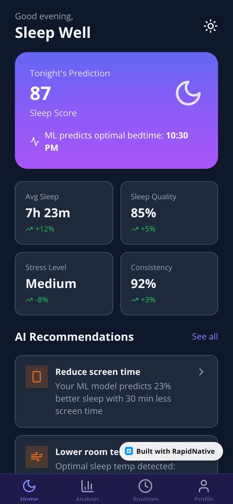 SleepWell screen 2
