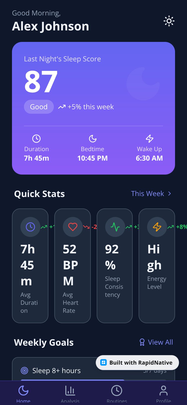 SleepWell screen 2