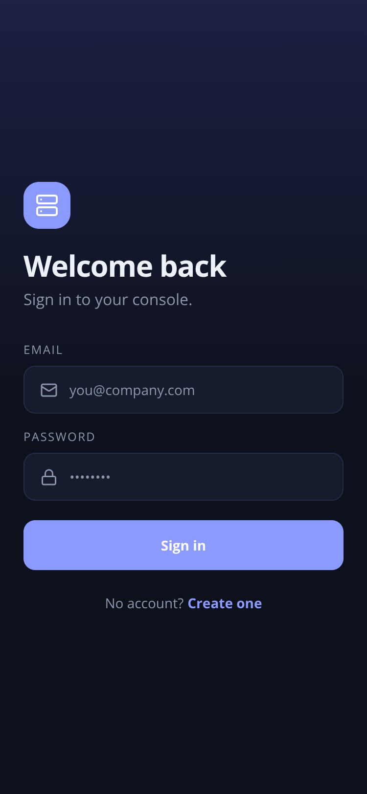 Orbit Console screen 1