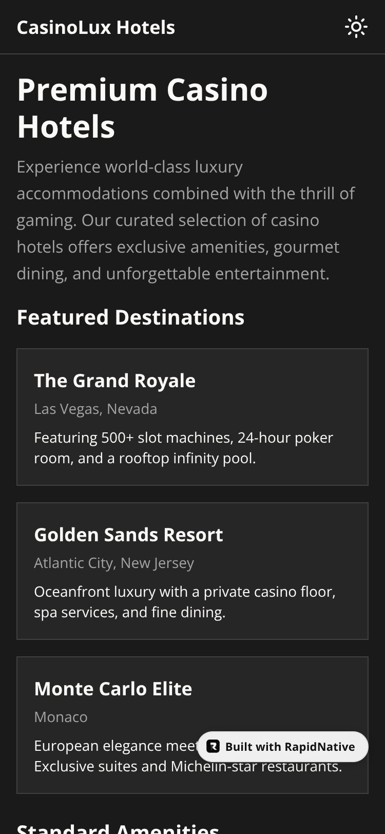 CasinoLux Hotels screen 1