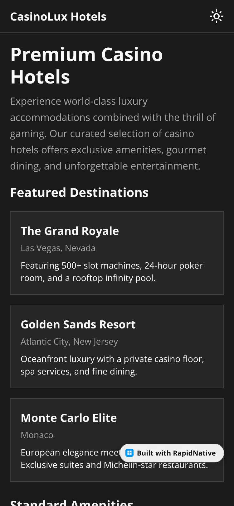 CasinoLux Hotels screen 1