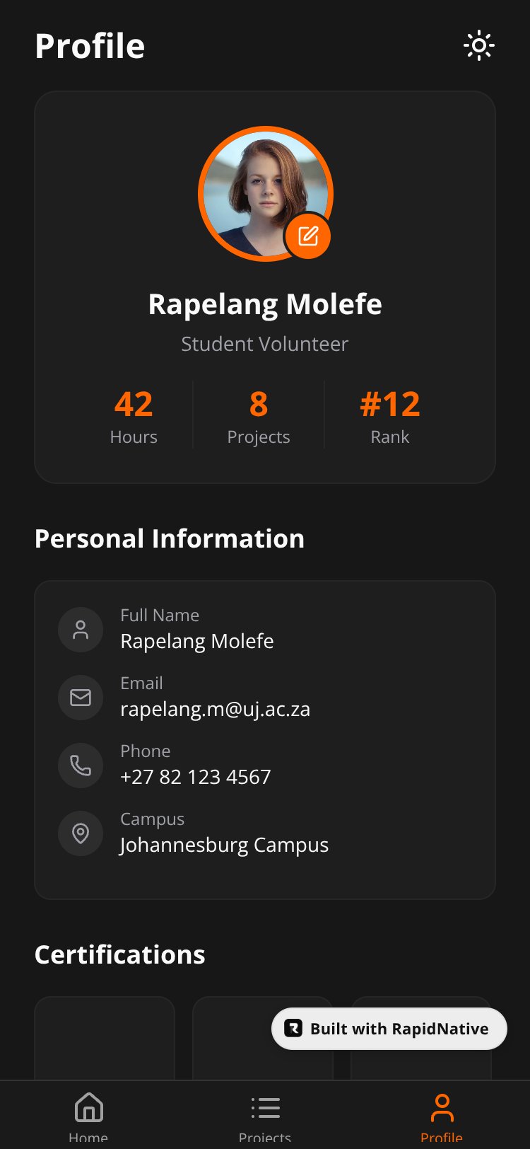 UJ Engage screen 2