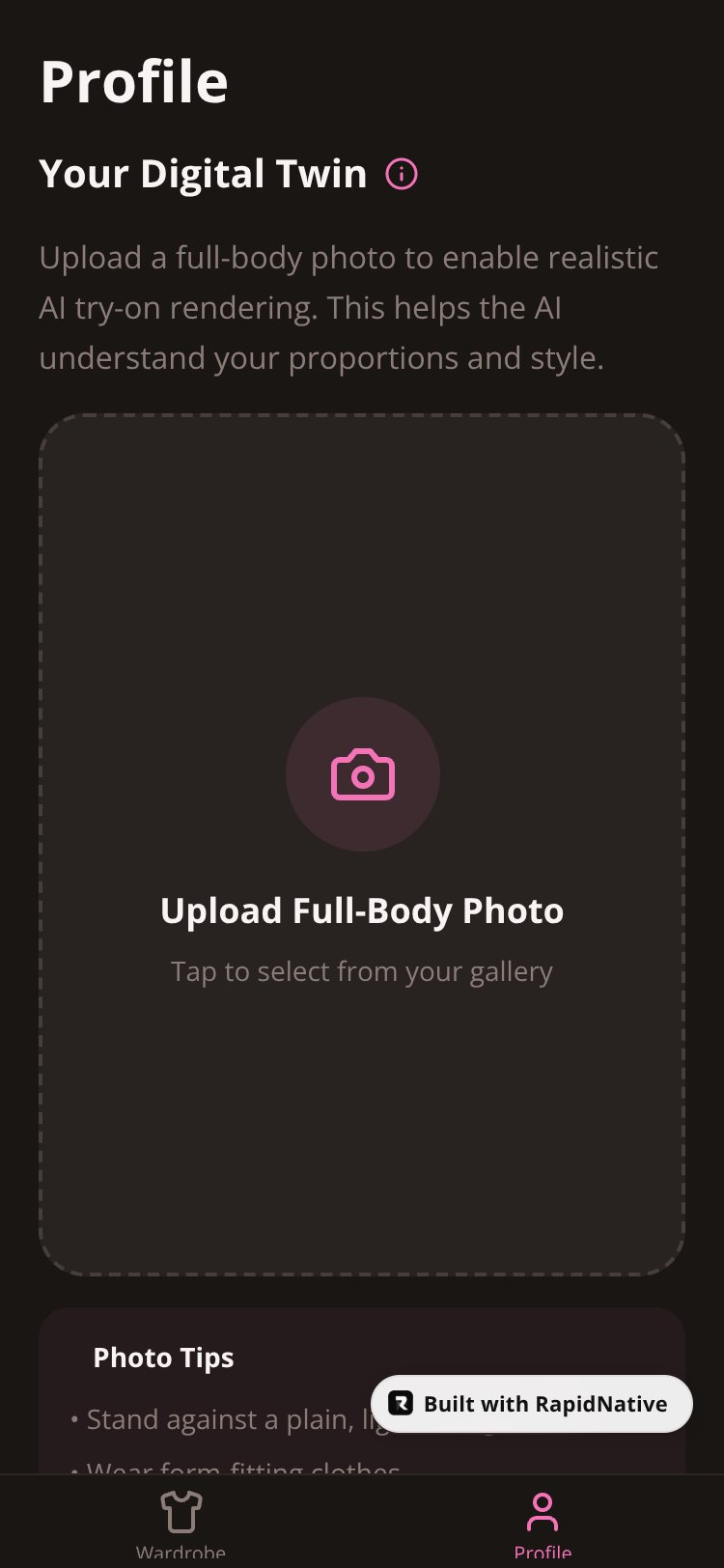 InstantFit AI screen 3