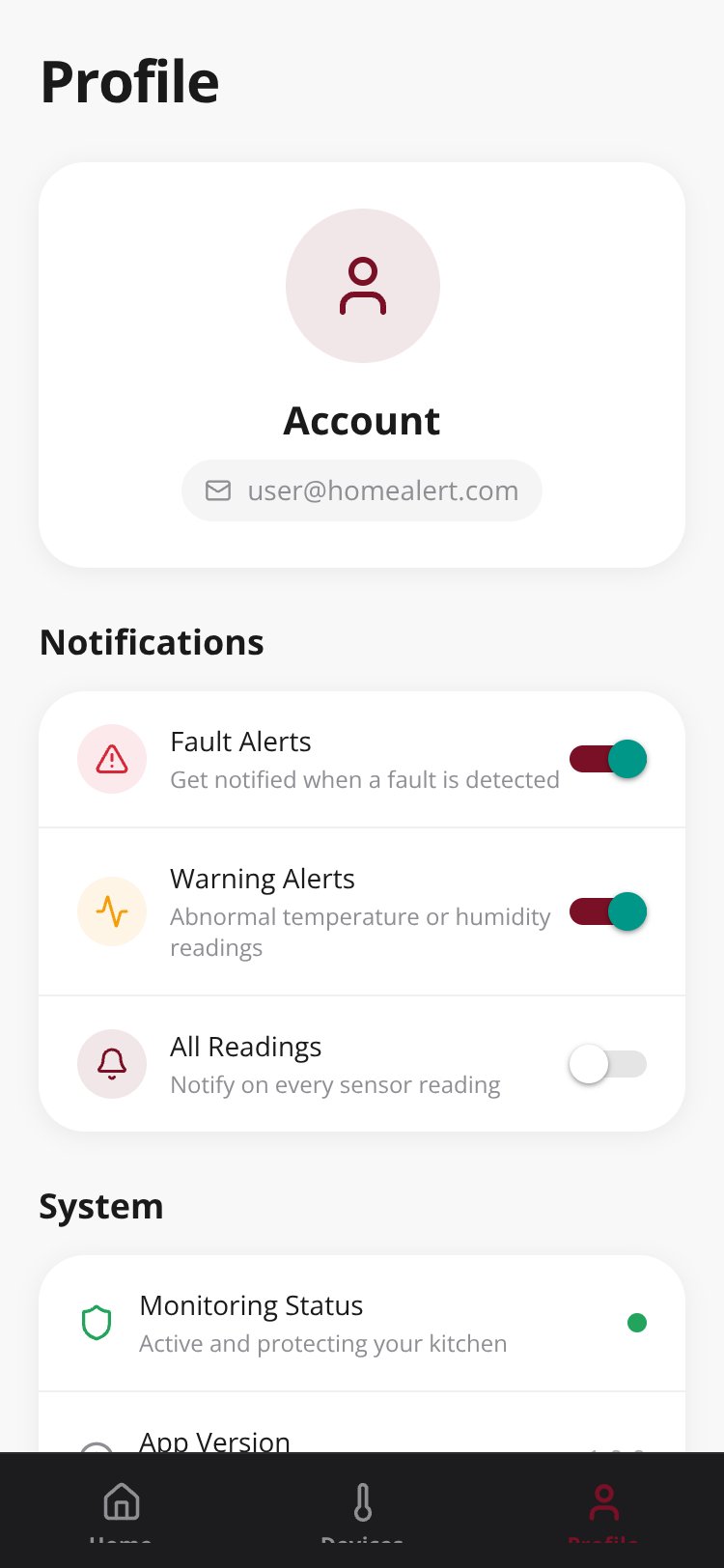 HOMEALERT screen 1
