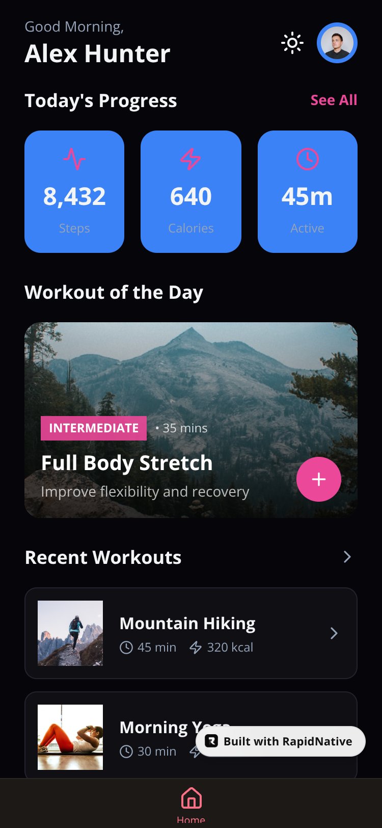 FitTrack Pro screen 1