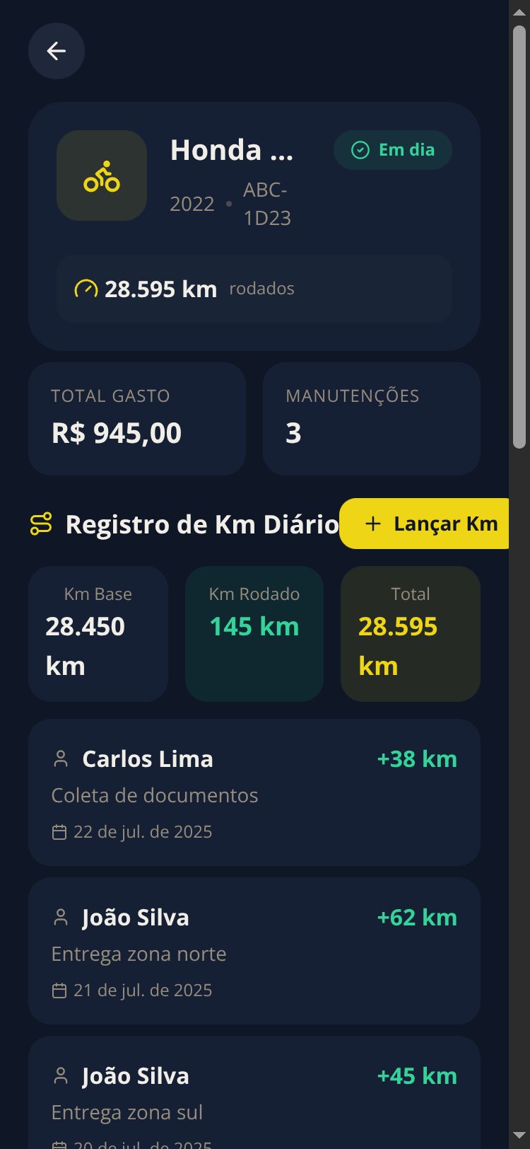 MotoFrota screen 1