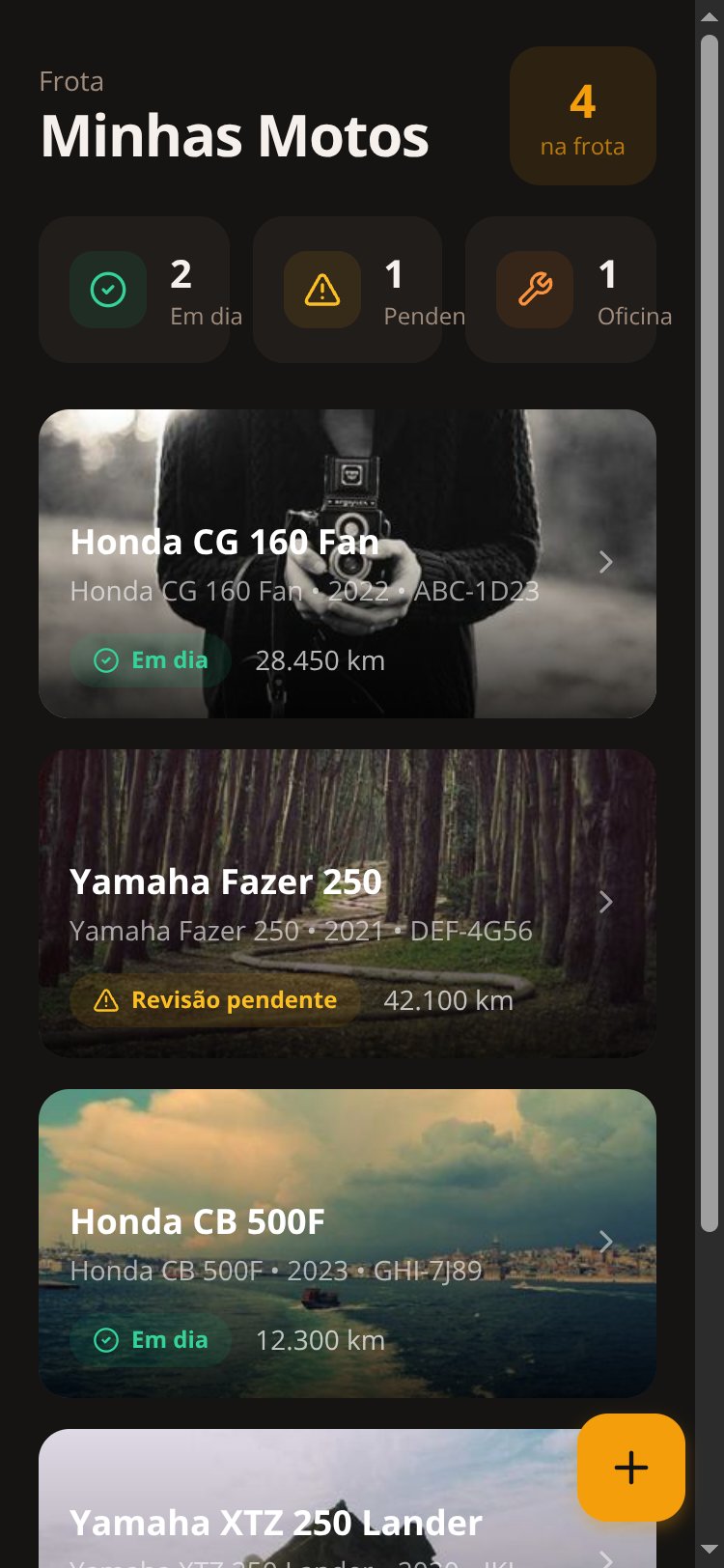 MotoFrota screen 2