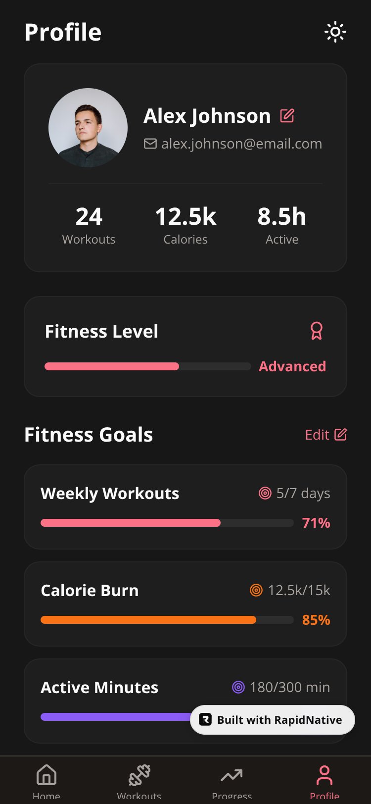 FitPulse screen 1