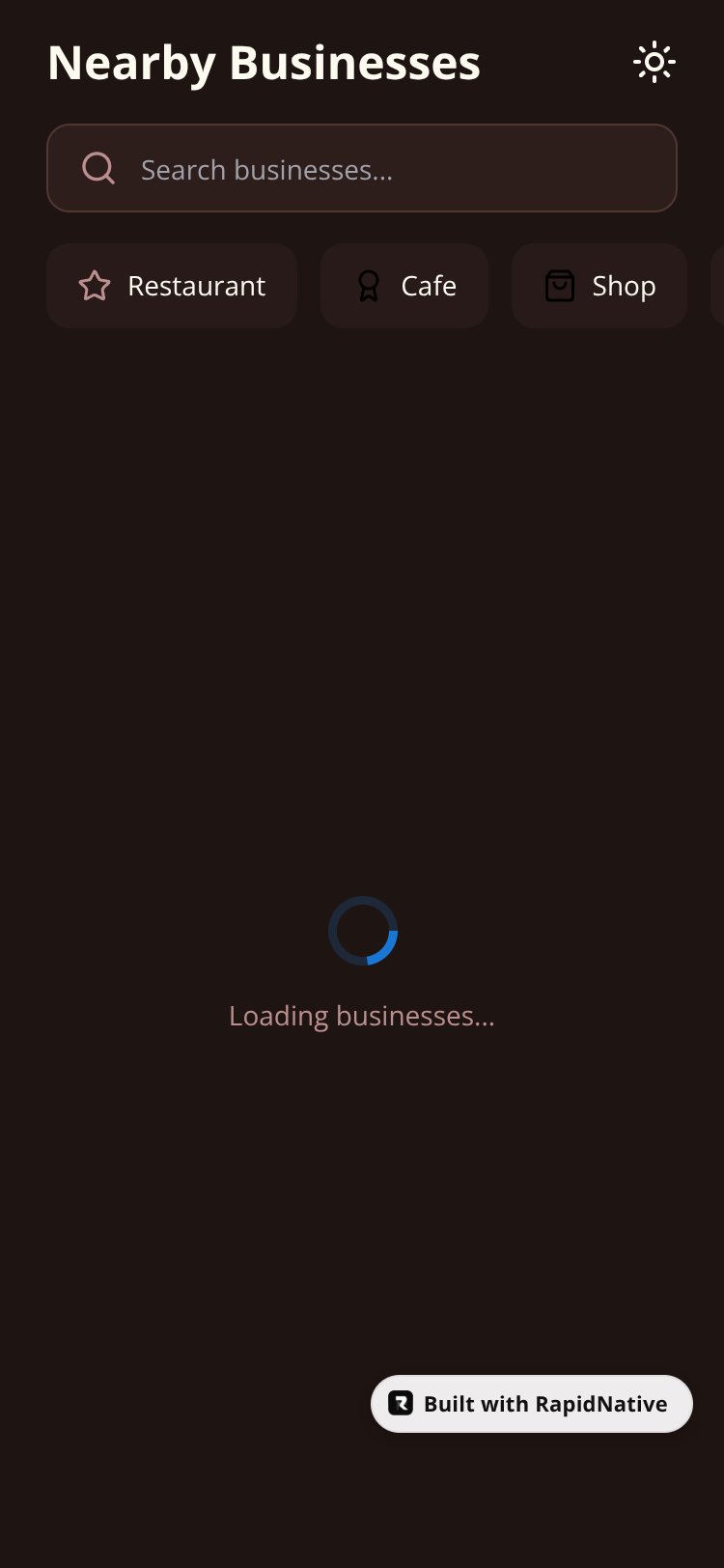 NearbyBiz screen 1