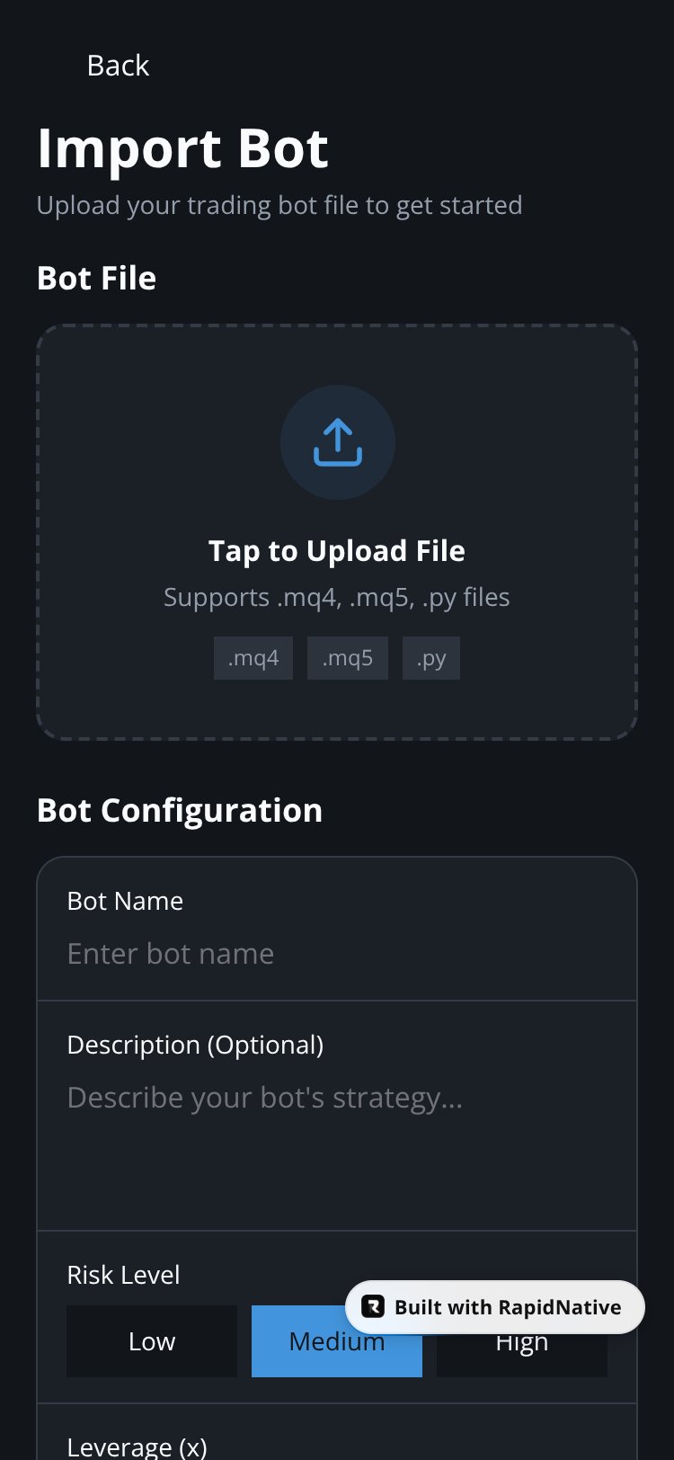 TradeBot Manager screen 5