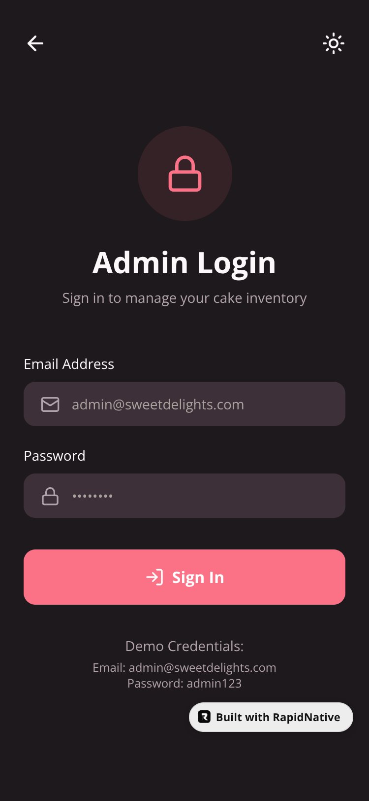 SweetDelights screen 1