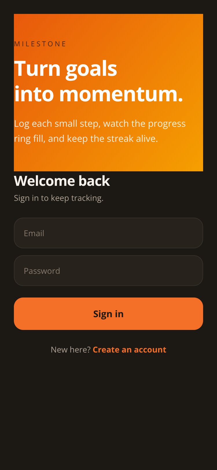Milestone screen 1