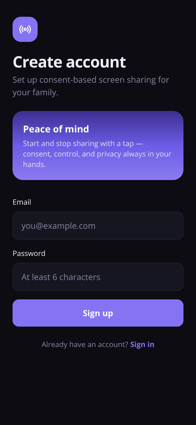 RapidNative App screen 1