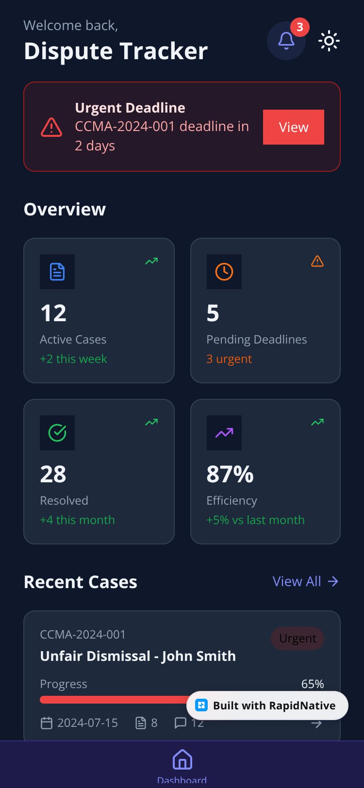 CCMA Dispute Tracker screen 1