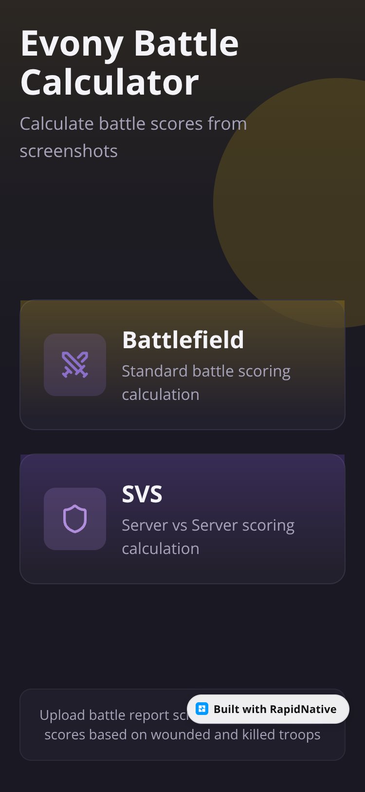 Evony Battle Calculator screen 2