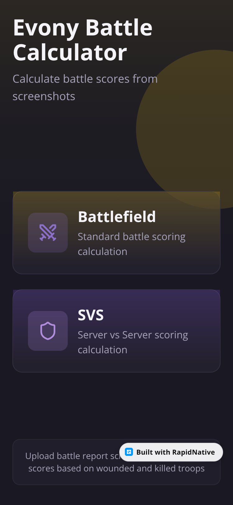 Evony Battle Calculator screen 3