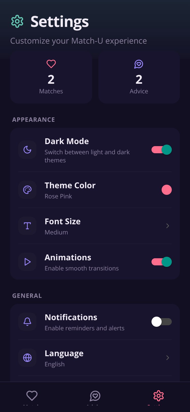 Match-U screen 3