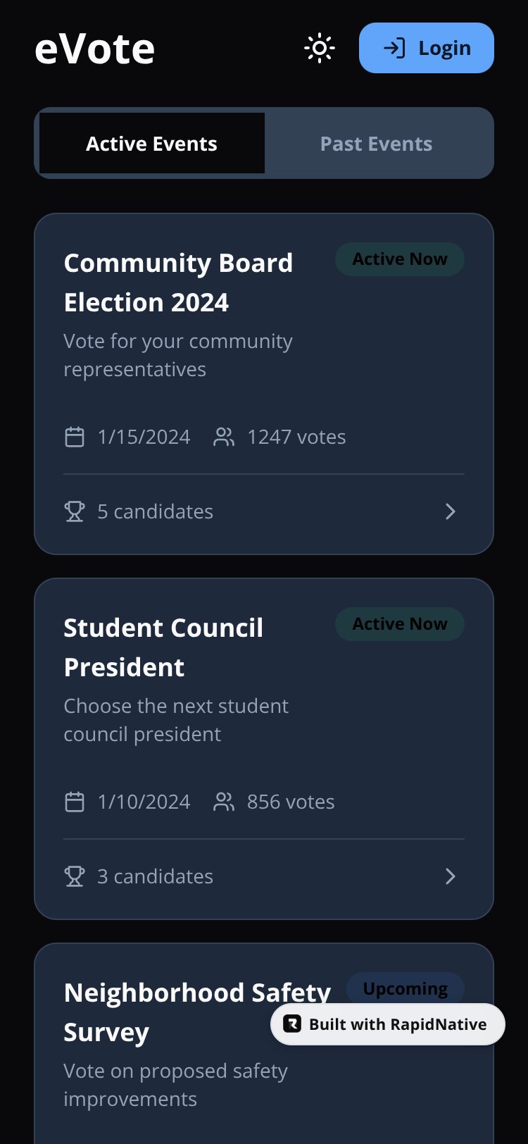 eVote screen 1