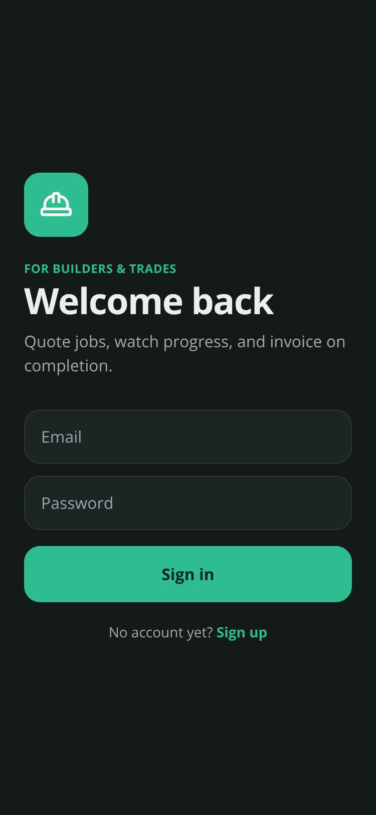 BuildQuote screen 1