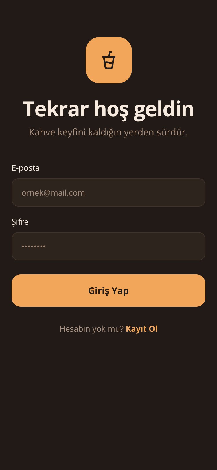 Kahve Sipariş screen 1