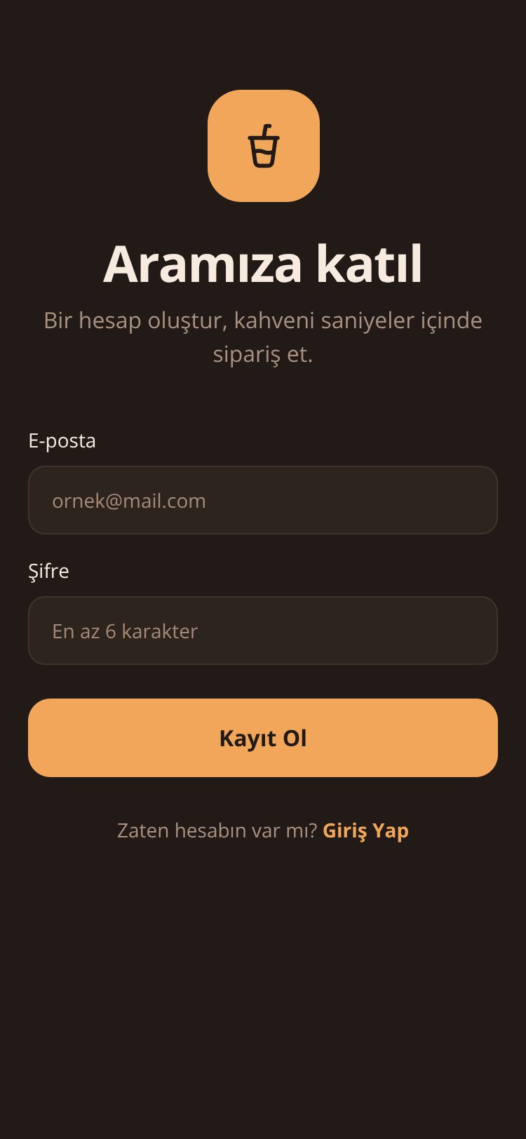 Kahve Sipariş screen 2