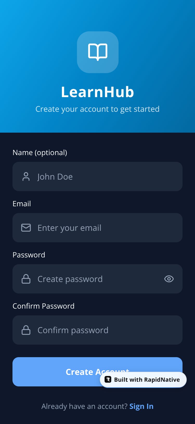 E Learning App screen 1
