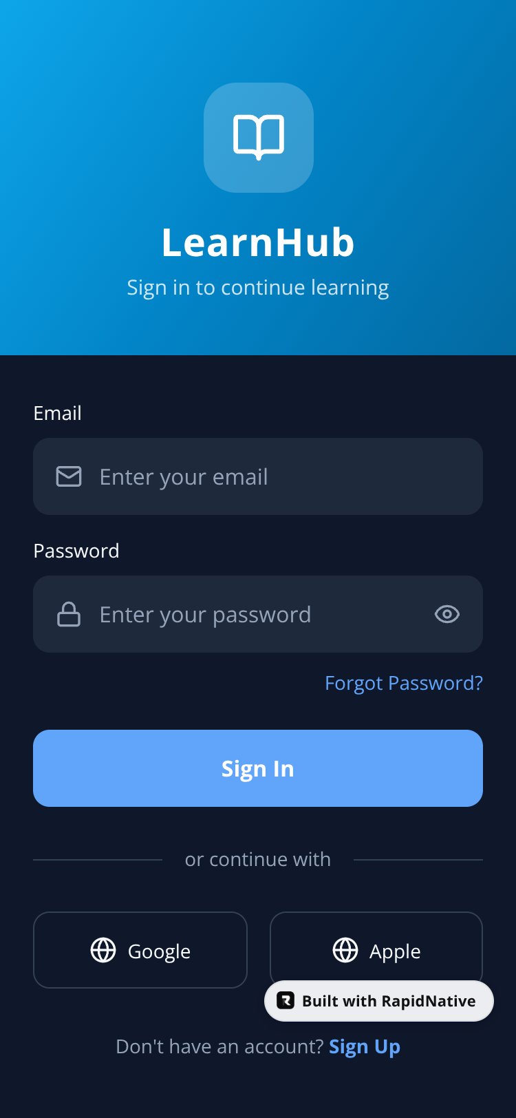 E Learning App screen 2