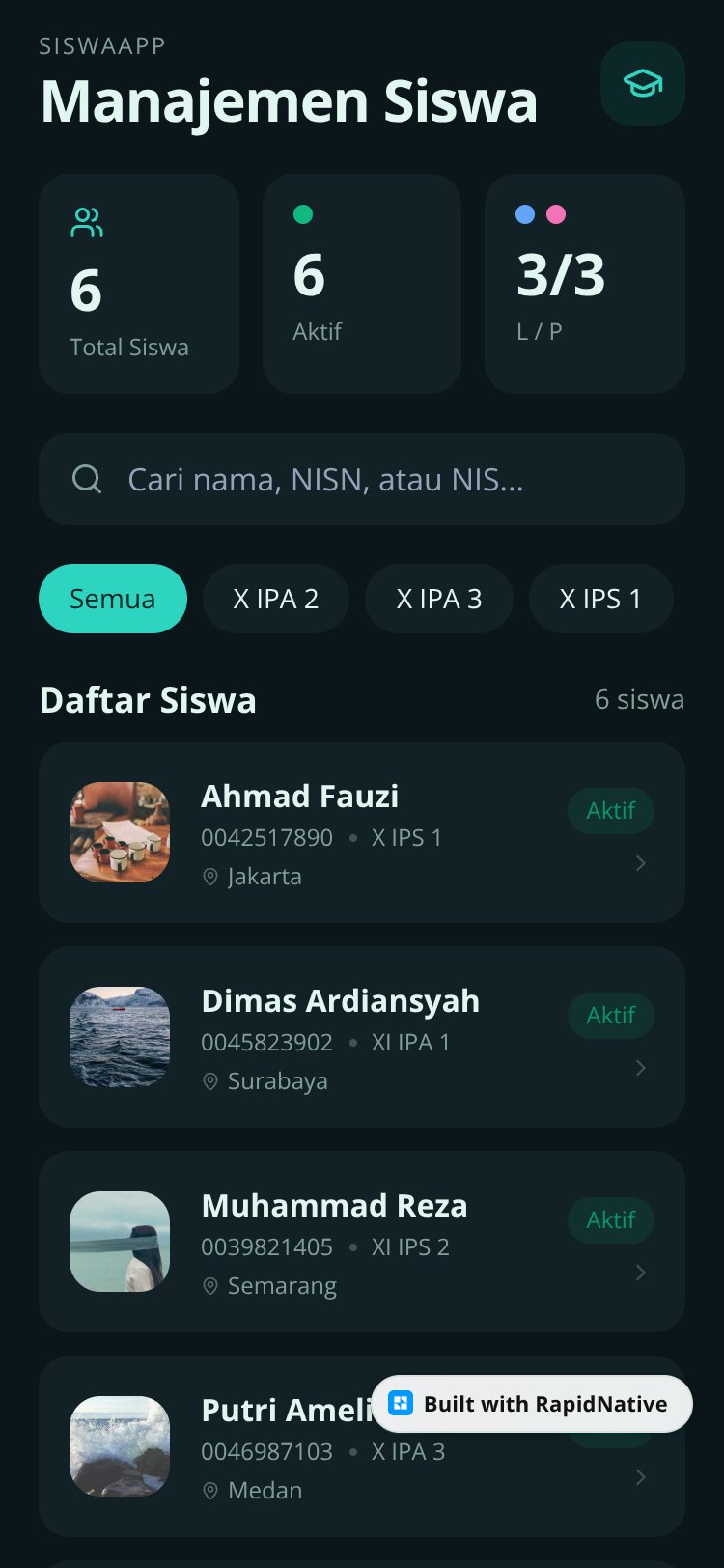 SiswaApp screen 1
