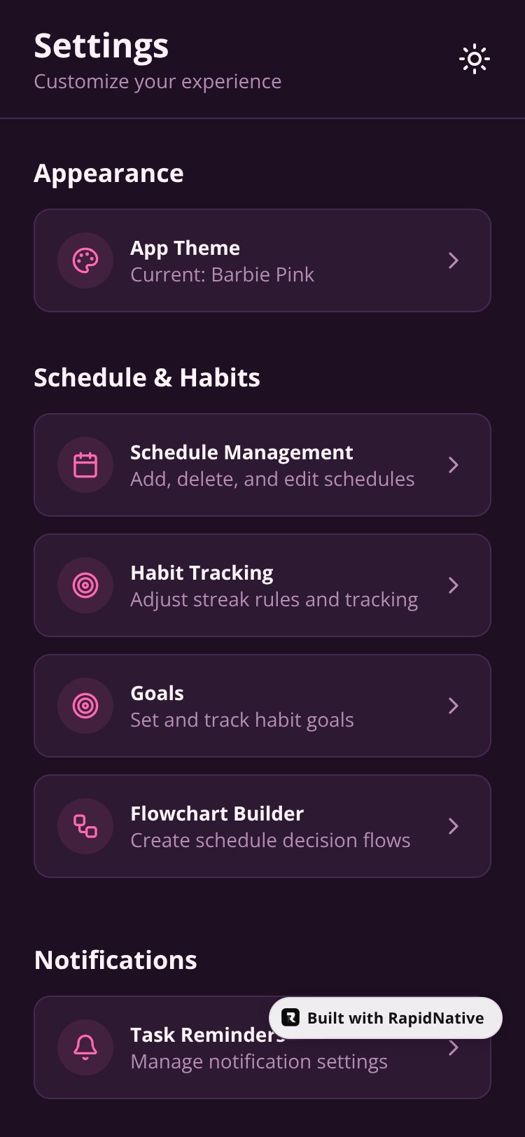 Julia's Schedule screen 1