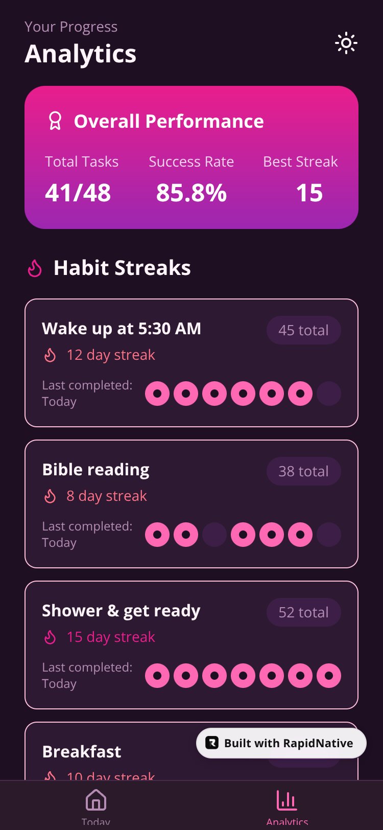 Julia's Schedule screen 3